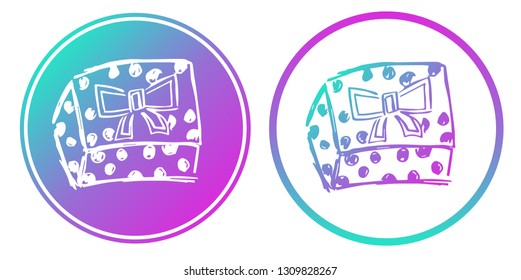 Synth or Retro Wave Circle of Holiday Gift. Vector Illustration for Graphic Design, Card, Shirt, Poster, and More.