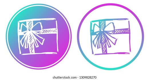 Synth or Retro Wave Circle of Holiday Gift. Vector Illustration for Graphic Design, Card, Shirt, Poster, and More.