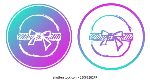 Synth or Retro Wave Circle of Holiday Gift. Vector Illustration for Graphic Design, Card, Shirt, Poster, and More.