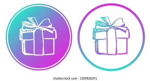 Synth or Retro Wave Circle of Holiday Gift. Vector Illustration for Graphic Design, Card, Shirt, Poster, and More.