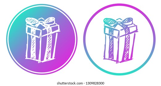 Synth or Retro Wave Circle of Holiday Gift. Vector Illustration for Graphic Design, Card, Shirt, Poster, and More.