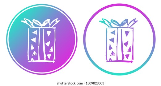 Synth or Retro Wave Circle of Holiday Gift. Vector Illustration for Graphic Design, Card, Shirt, Poster, and More.