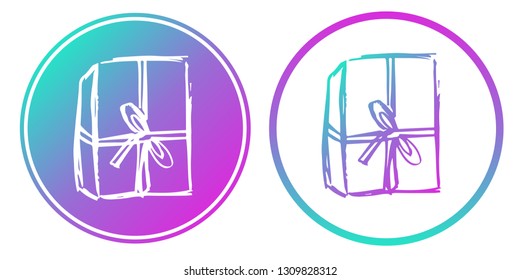 Synth or Retro Wave Circle of Holiday Gift. Vector Illustration for Graphic Design, Card, Shirt, Poster, and More.