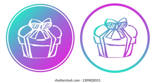 Synth or Retro Wave Circle of Holiday Gift. Vector Illustration for Graphic Design, Card, Shirt, Poster, and More.