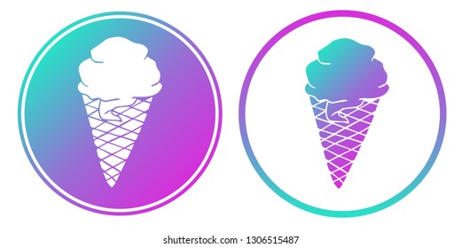 Synth or Retro Wave Circle of Ice Cream. Vector Illustration for Graphic Design, Card, Shirt, Poster, and More. 