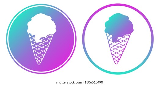 Synth or Retro Wave Circle of Ice Cream. Vector Illustration for Graphic Design, Card, Shirt, Poster, and More. 