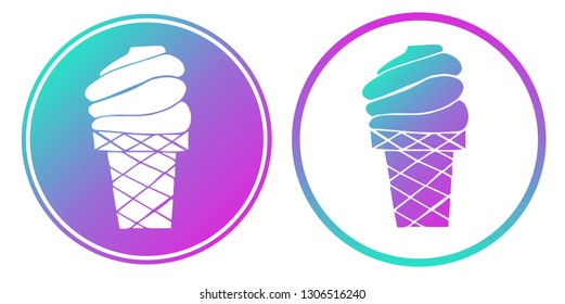 Synth or Retro Wave Circle of Ice Cream. Vector Illustration for Graphic Design, Card, Shirt, Poster, and More. 