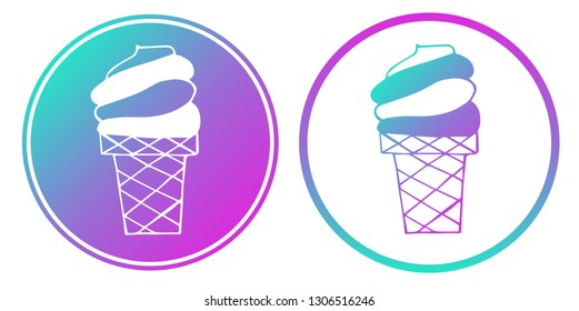 Synth or Retro Wave Circle of Ice Cream. Vector Illustration for Graphic Design, Card, Shirt, Poster, and More. 