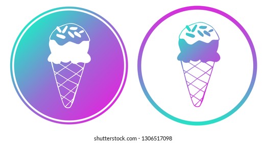 Synth or Retro Wave Circle of Ice Cream. Vector Illustration for Graphic Design, Card, Shirt, Poster, and More. 