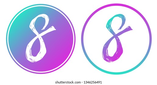 Synth or Retro Wave Circle of Number 8. Vector Illustration for Graphic Design, Card, Shirt, Poster, and More.