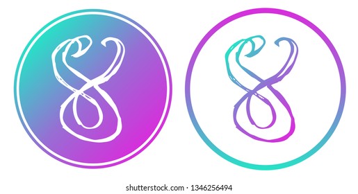 Synth or Retro Wave Circle of Number 8. Vector Illustration for Graphic Design, Card, Shirt, Poster, and More.