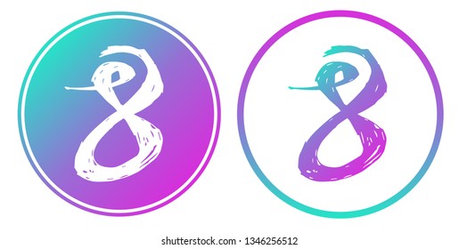 Synth or Retro Wave Circle of Number 8. Vector Illustration for Graphic Design, Card, Shirt, Poster, and More.
