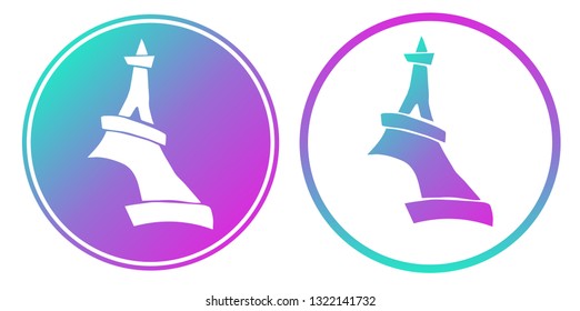 Synth or Retro Wave Circle of Paris Eiffel Tower. Vector Illustration for Graphic Design, Card, Shirt, Poster, and More.