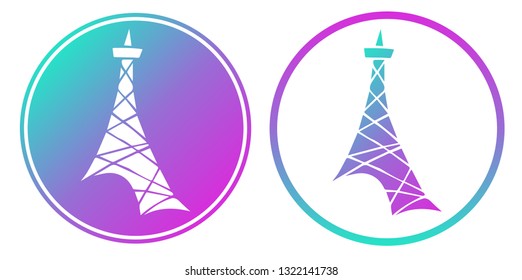 Synth or Retro Wave Circle of Paris Eiffel Tower. Vector Illustration for Graphic Design, Card, Shirt, Poster, and More.