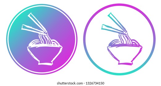 Synth or Retro Wave Circle of Ramen Noodles Food. Vector Illustration for Graphic Design, Card, Shirt, Poster, and More.