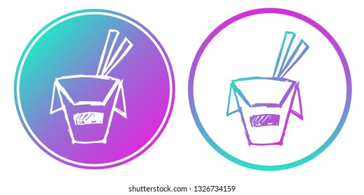 Synth or Retro Wave Circle of Ramen Noodles Food. Vector Illustration for Graphic Design, Card, Shirt, Poster, and More.