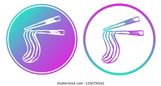 Synth or Retro Wave Circle of Ramen Noodles Food. Vector Illustration for Graphic Design, Card, Shirt, Poster, and More.