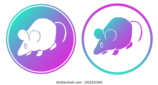 Synth or Retro Wave Circle of Rat Animal. Vector Illustration for Graphic Design, Card, Shirt, Poster, and More.