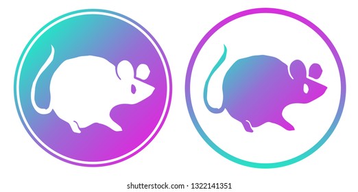 Synth or Retro Wave Circle of Rat Animal. Vector Illustration for Graphic Design, Card, Shirt, Poster, and More.