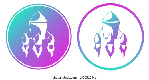 Synth or Retro Wave Circle of Spaceship Rocket. Vector Illustration for Graphic Design, Card, Shirt, Poster, and More. 
