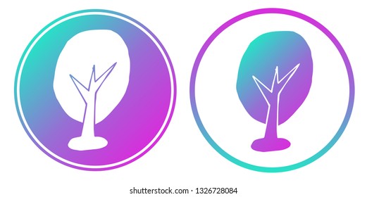 Synth or Retro Wave Circle of Trees Nature. Vector Illustration for Graphic Design, Card, Shirt, Poster, and More.