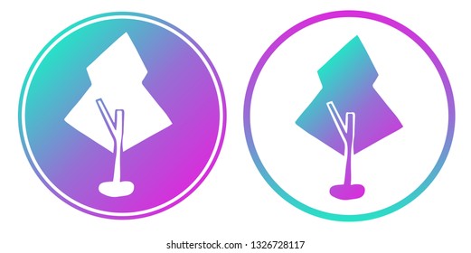 Synth or Retro Wave Circle of Trees Nature. Vector Illustration for Graphic Design, Card, Shirt, Poster, and More.