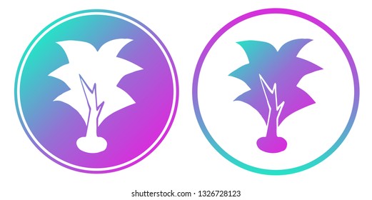 Synth or Retro Wave Circle of Trees Nature. Vector Illustration for Graphic Design, Card, Shirt, Poster, and More.