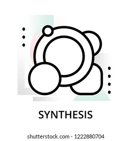 Synthesis concept icon on abstract background from science icons set, for graphic and web design, modern editable line vector illustration