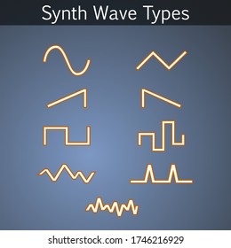 signo vectorial de tipos de forma de onda de audio sintetizador