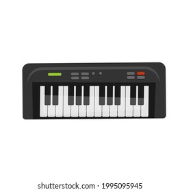 Synthesizer cartoon icon isolated on white background. Colorful piano musical instrument  Flat style vector illustration.