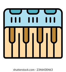 Synthesizer controller icon outline vector. Dj music. Audio instrument color flat