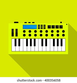 The synthesizer and drum machine, flat design, icon music