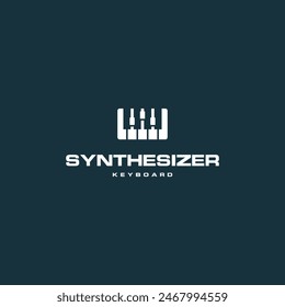 Synthesizer electric instrument keyboard logo design illustration