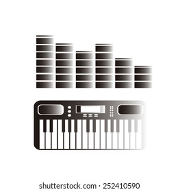 synthesizer and equalizer over color background