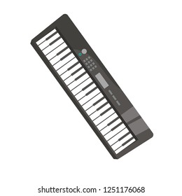 Synthesizer flat icon. Pop music, keyboard, electronic music. Musical instruments concept. Vector illustration can be used for topics like music, leisure, hobby
