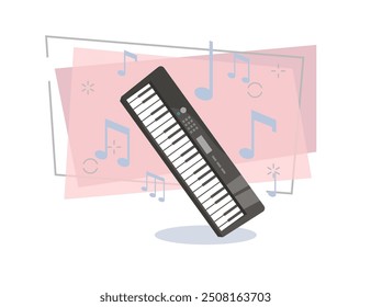 Synthesizer flat illustration. Pop music, keyboard, electronic music. Musical instruments concept. Vector illustration can be used for topics like music, leisure, hobby