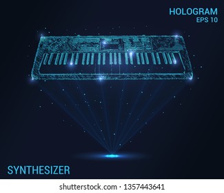 Synthesizer hologram. Digital and technological background synthesizer. Futuristic synth design