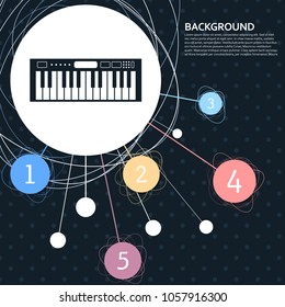 synthesizer icon with the background to the point and with infographic style. Vector illustration