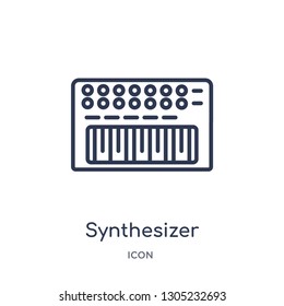 synthesizer icon from music outline collection. Thin line synthesizer icon isolated on white background.