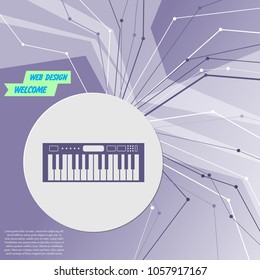 synthesizer icon on purple abstract modern background. The lines in all directions. With room for your advertising. Vector illustration