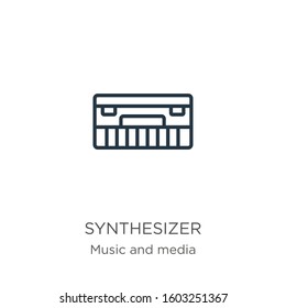 Synthesizer icon. Thin linear synthesizer outline icon isolated on white background from music collection. Line vector sign, symbol for web and mobile