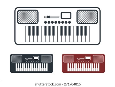 Synthesizer Icons Set, Flat Design, Vector Illustration