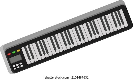 Synthesizer, illustration, vector on a white background.