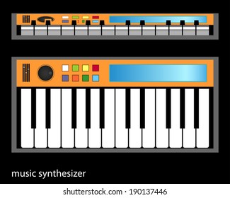 Synthesizer isolated on black background. EPS 10 opacity