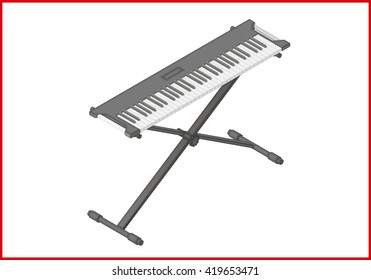 synthesizer isometric perspective view flat vector 3d illustration