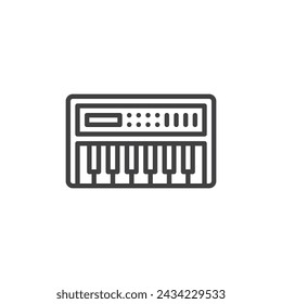 Synthesizer-Tastatur-Linie-Symbol. Lineares Style-Zeichen für mobiles Konzept und Web-Design. Synthesizer-Umriss-Vektor-Symbol. Symbol, Logo-Darstellung. Vektorgrafik