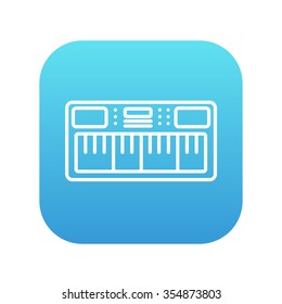 Synthesizer line icon for web, mobile and infographics. Vector white icon on the blue gradient square with rounded corners isolated on white background.