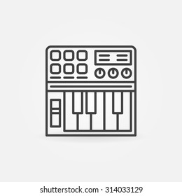 Synthesizer linear icon - vector thin line midi keyboard black symbol or logo