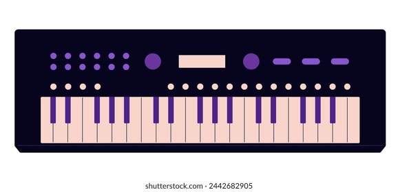 Synthesizer. Modern electric piano. Electronic keyboard to play digital music. Musical instrument, sound equipment of musician. Synthesiser. Flat isolated vector illustration on white background