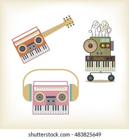 Synthesizer music radio robot, vector